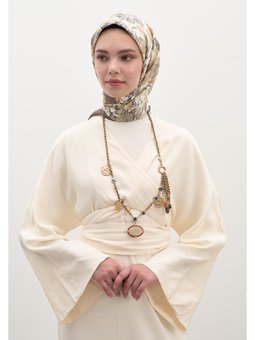 Vıntage Garden Desen Pamuklu Viskon Füme Eşarp