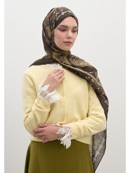 Wıld And Pure Desen Koyu Haki Şal