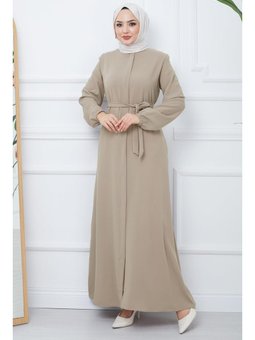 Gizli Patlı Kuşaklı Bej Ferace