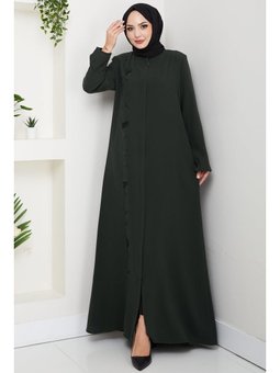 Gizli Patlı Taşlı Haki Ferace