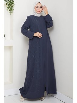 Gizli Patlı Yarım Taşlı Füme Ferace