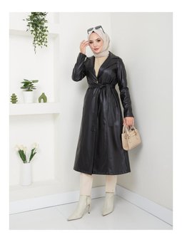 Astarlı Deri Trençkot
