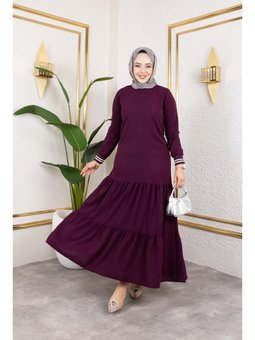 Kat Kat Ribanalı Mor  elbise