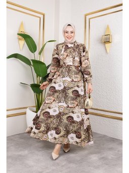Kemerli Etnik Desen Elbise