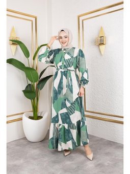 Kuşaklı Viskon Elbise