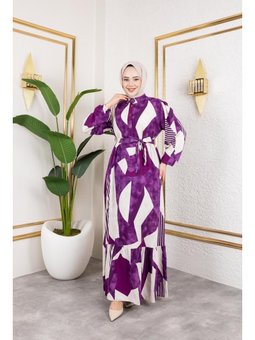 Kuşaklı Viskon Elbise