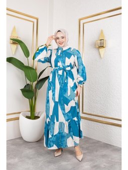 Kuşaklı Viskon Elbise