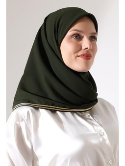 Biyeli Bürümcük Düz Şifon Haki Yeşil Eşarp