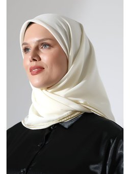 Biyeli Bürümcük Düz Şifon Krem Eşarp