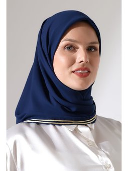 Biyeli Bürümcük Düz Şifon Lacivert Eşarp