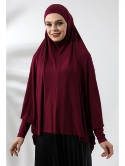 Hazır Pratik Sultanbaş Kollu Penye Sufle Hijab Bordo Eşarp
