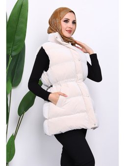 Bej Bel Lastikli Cepli Şişme Yelek