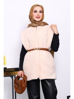 Bej Buklet Astarlı Yelek