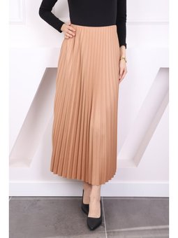 Bisküvi Deri Görünümlü Piliseli Etek