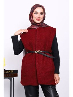 Bordo Buklet Astarlı Yelek