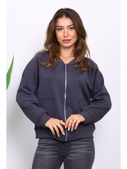 Füme Fermuarlı Scuba Kısa Ceket