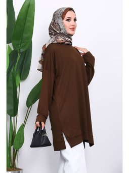 Kahverengi Bisiklet Yaka Modal Tunik