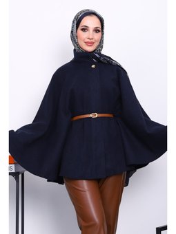 Lacivert Hakim Yaka Bel Kemerli Panço