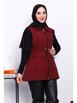 Mürdüm Fermuarlı Kapitone Yelek