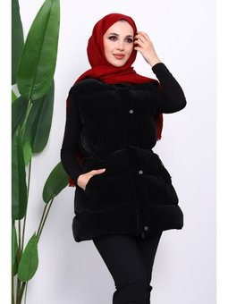 Siyah Bel Lastikli Cepli Şişme Yelek