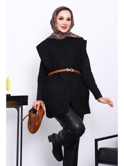 Siyah Buklet Astarlı Yelek