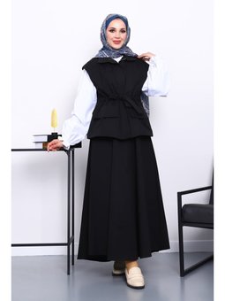 Siyah Cepli Yelek Etekli Bondit Takım