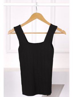 Siyah Fitilli Kare Yaka Bluz