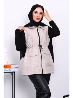 Taş Fermuarlı Kapitone Yelek