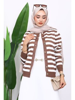 Vizon Düğmeli Soğuk İplik Triko Hırka