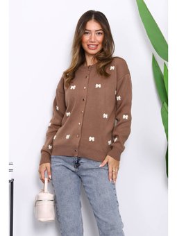 Vizon Fiyonk Nakışlı Triko Hırka