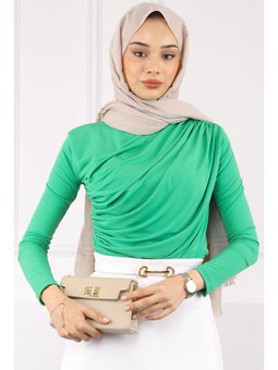 Yeşil Önü Drapeli Sandy Bluz