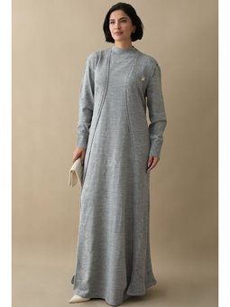 Broş Detay Yelekli Gri Triko Takım