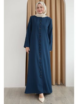 Damla Taş Desenli İndigo Ferace