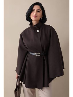 Kemerli Kaşe Acı Kahve Kısa Panço