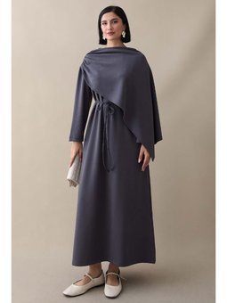 Şal Detay Antrasit Modal Elbise