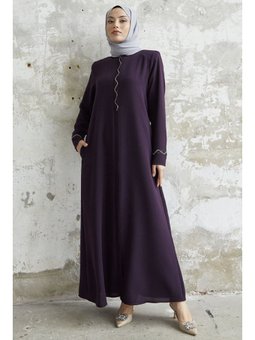 Sarmal Taş Detaylı Petek Mürdüm Ferace