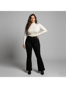 Büyük Beden İspanyol Paça Esnek Kot Pantolon Siyah