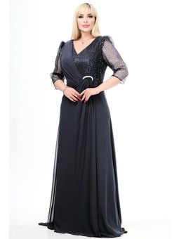 Büyük Beden Uzun Siyah Abiye Elbise