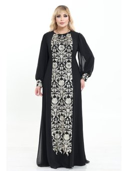 Büyük Beden Uzun Siyah Abiye Elbise