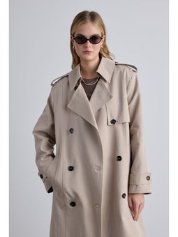 Anıka Kruvaze Kemerli Trençkot Taş