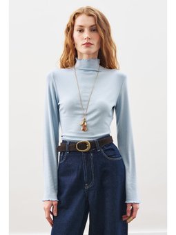 Balıkçı Yaka Mavi Bluz