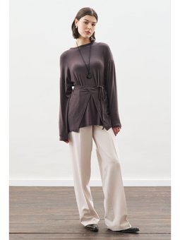 Beli Bağlama Tasarımlı Antrasit Bluz