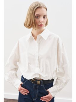 Crop Balon Form Ekru Gömlek
