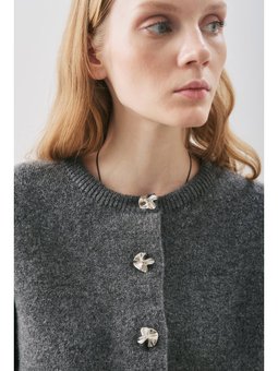 Düğme Detaylı Antrasit Hırka