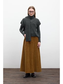 Fitilli Kadife Uzun Kiremit Etek