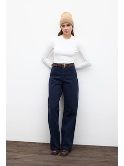 Gabardin Baggy Lacivert Pantolon