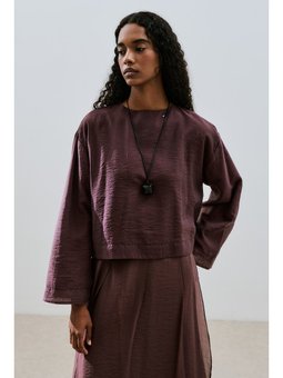 Geniş Kol Dökümlü Bordo Bluz