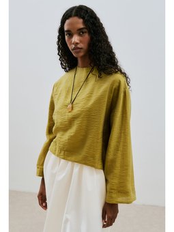 Geniş Kol Dökümlü Sarı Bluz