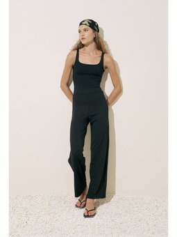 Geniş Uzun Paça Mayo Siyah Pantolon