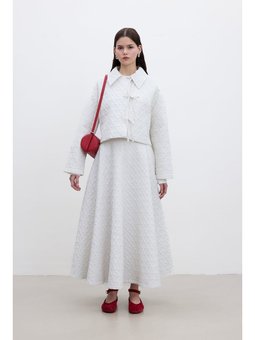 Kapitone Bağlamalı Kısa Vanilya Ceket